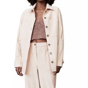 Monrow Corduroy Oversized Shacket Taupe Women's Medium NWT HJ0212-2